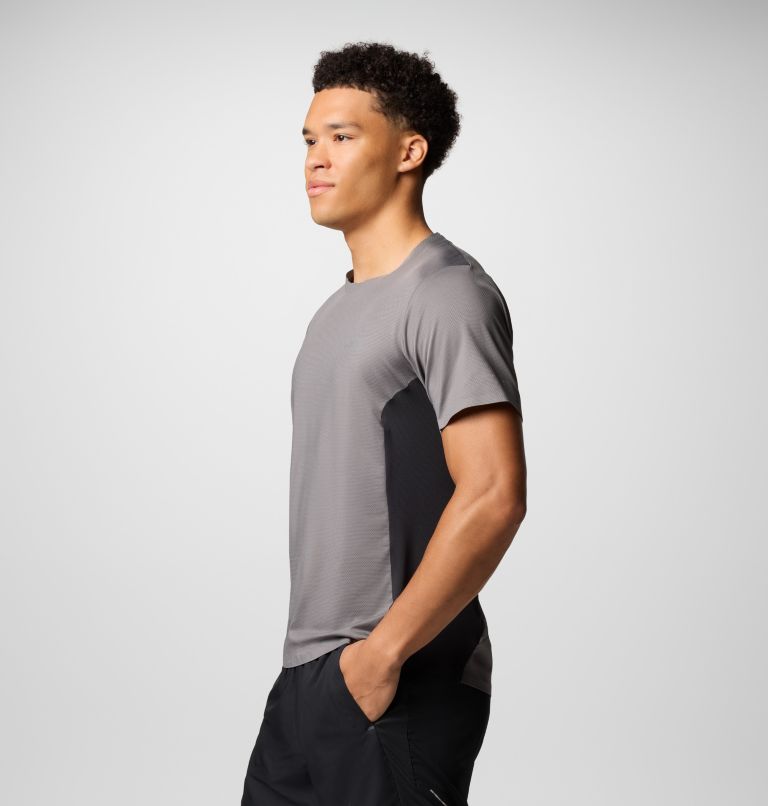Men's Three Pitch Technical T-Shirt, Color: City Grey, Black, image 3