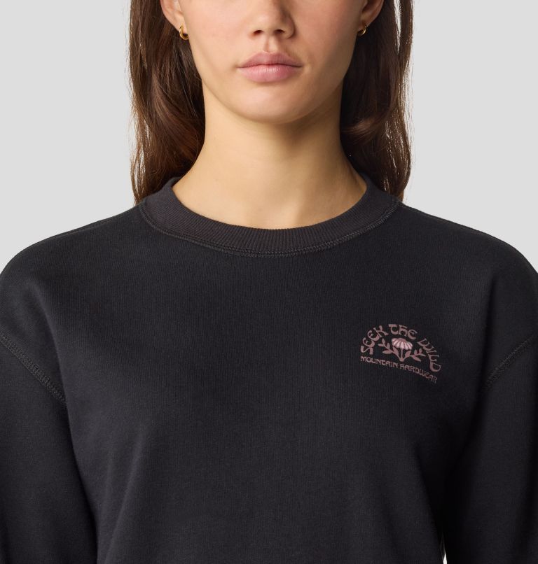 Women's Seek Floral Pullover Crew, Color: Black, image 4