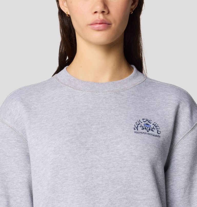 Women's Seek Floral Pullover Crew, Color: Hardwear Grey Heather, image 4