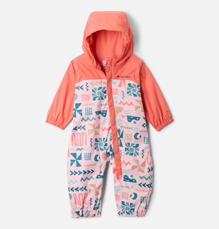 Infant Critter Jitters III Rain Suit, Color: Satin Pink Outerbounds, Hot Coral, image 1