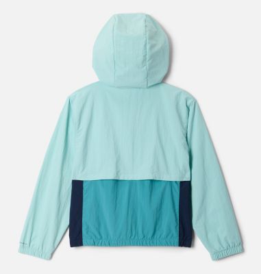 Girls' Tabor Trail Hooded Windbreaker, Color: Spray, Collegiate Navy, Teal, image 2