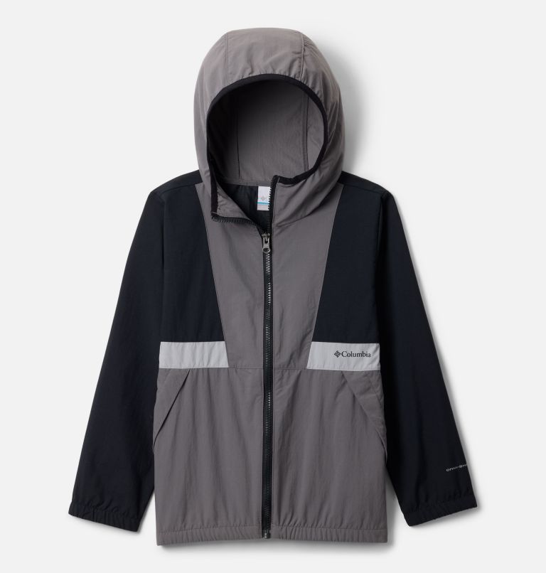 Boys' Spire Valley Hooded Windbreaker, Color: Black, City Grey, Columbia Grey, image 1