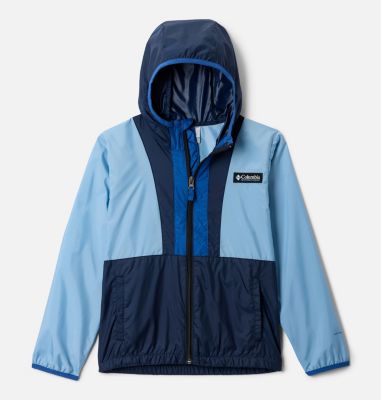 Youth Back Bowl II Hooded Windbreaker, Color: Ripple Blue, Coll Navy, Mountain Blue, image 1