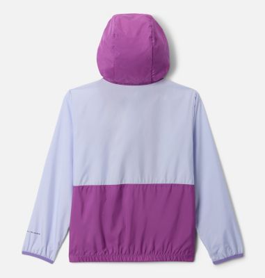 Youth Back Bowl II Hooded Windbreaker, Color: Snowdrift, Razzle, Paisley Purple, image 2