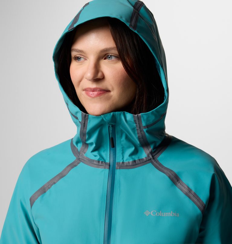 Women's Reign No Shine Waterproof Jacket, Color: River Blue, image 4