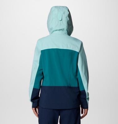 Women's Boulder Falls Waterproof Jacket, Color: River Blue, Collegiate Navy, Spray, image 6