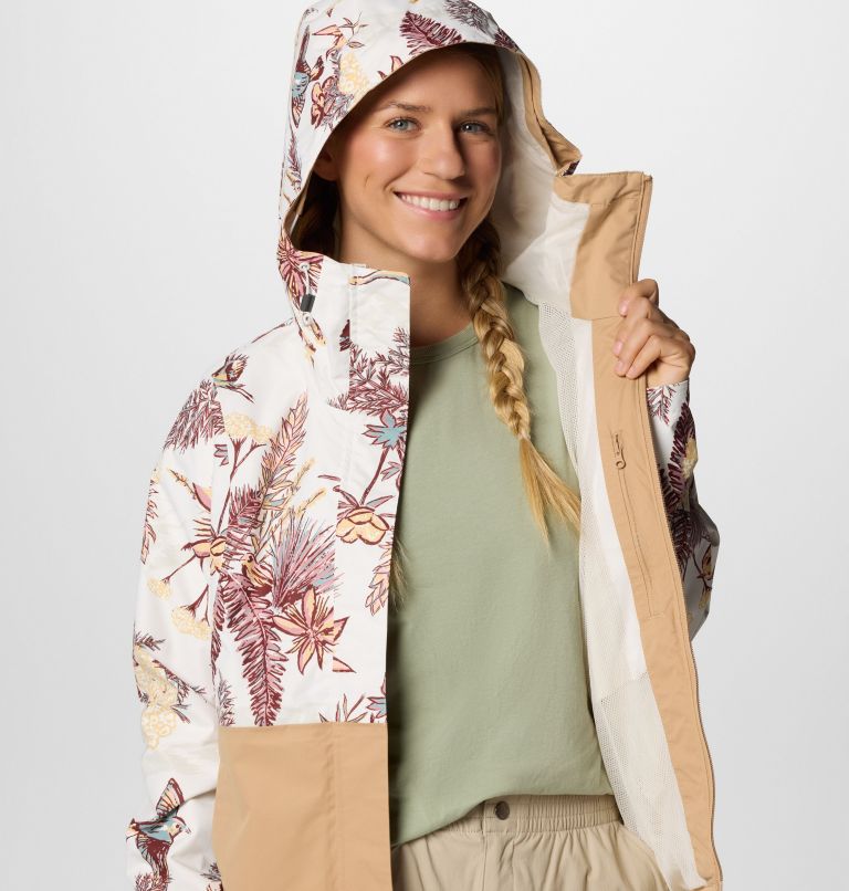 Women's Hikebound Printed Jacket, Color: Sea Salt Outbacked, Canoe, image 6