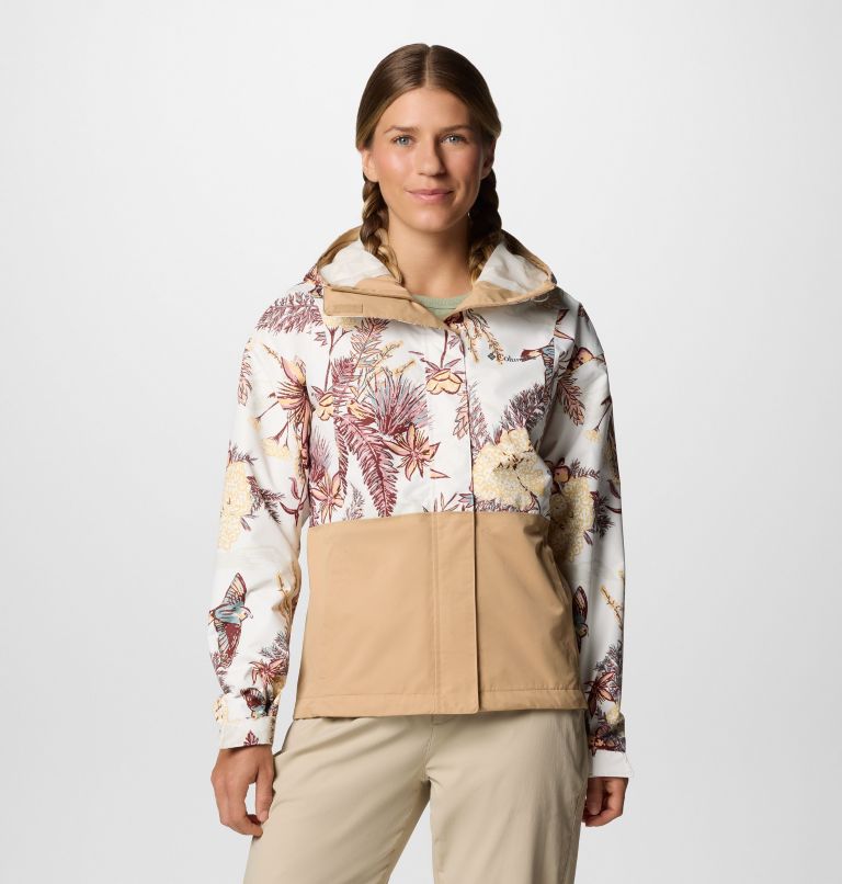 Women's Hikebound Printed Jacket, Color: Sea Salt Outbacked, Canoe, image 1