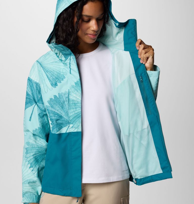 Women's Hikebound Printed Jacket, Color: Spray Rays, River Blue, image 5