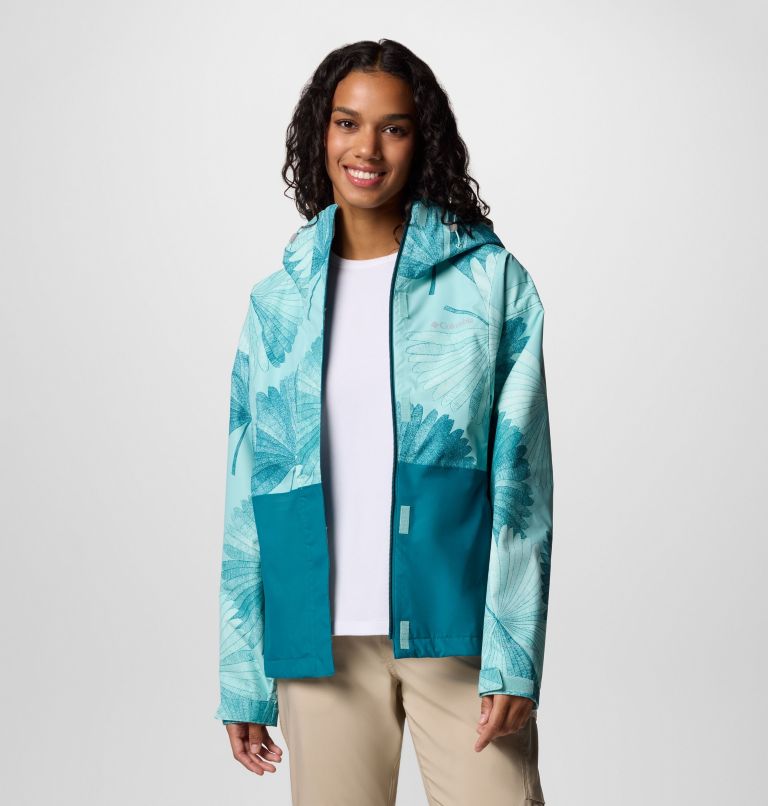 Women's Hikebound Printed Jacket, Color: Spray Rays, River Blue, image 7