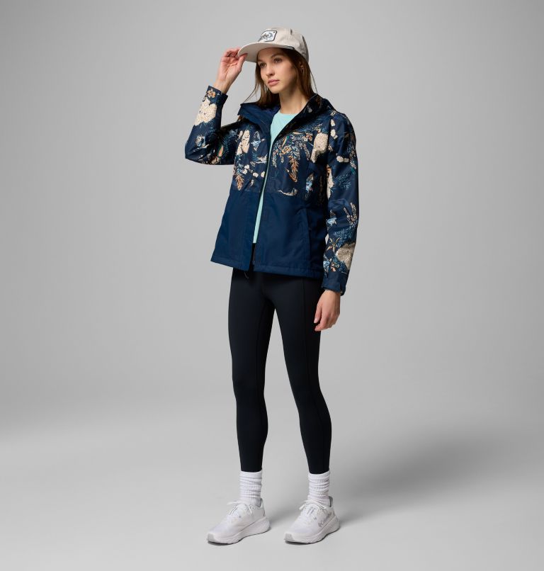 Women's Hikebound Printed Jacket, Color: Collegiate Navy Outbacked, Coll Navy, image 8