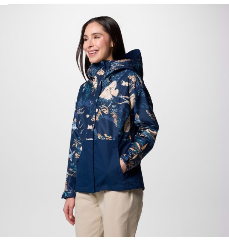 Women's Hikebound Printed Waterproof Jacket, Color: Collegiate Navy Outbacked, Coll Navy, image 3