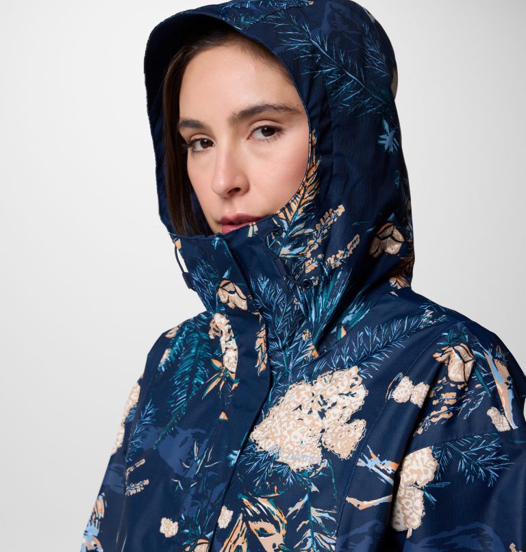 Women's Hikebound Printed Waterproof Jacket, Color: Collegiate Navy Outbacked, Coll Navy, image 4