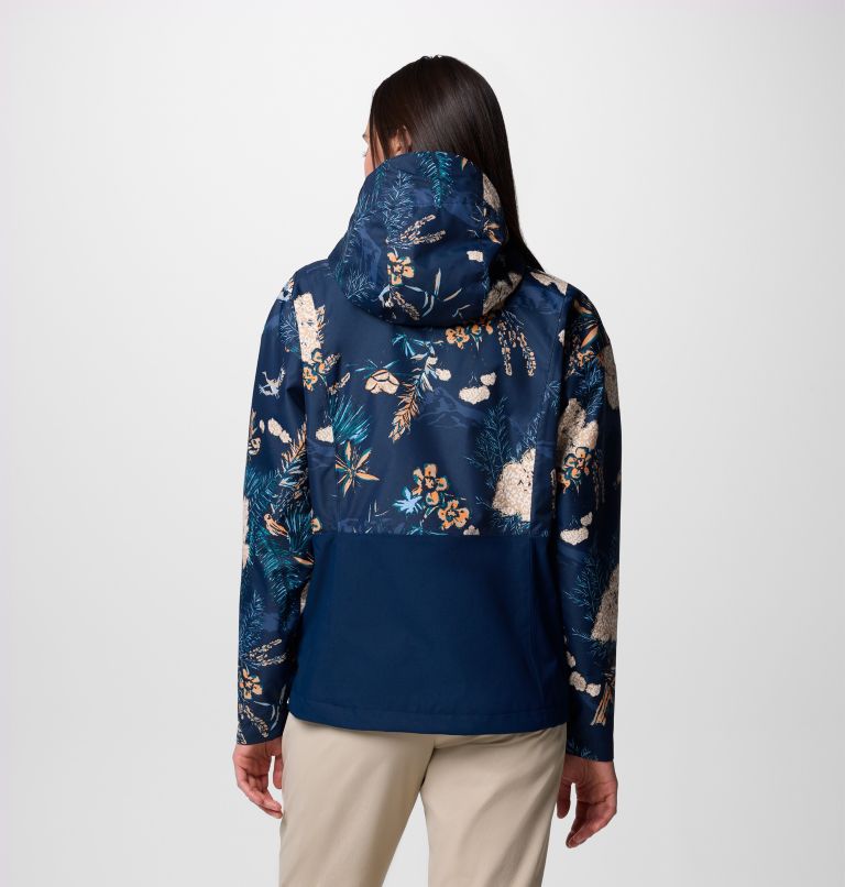 Women's Hikebound Printed Waterproof Jacket, Color: Collegiate Navy Outbacked, Coll Navy, image 2