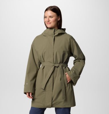 Women's Here And There III Waterproof Trench Jacket, Color: Stone Green, image 11