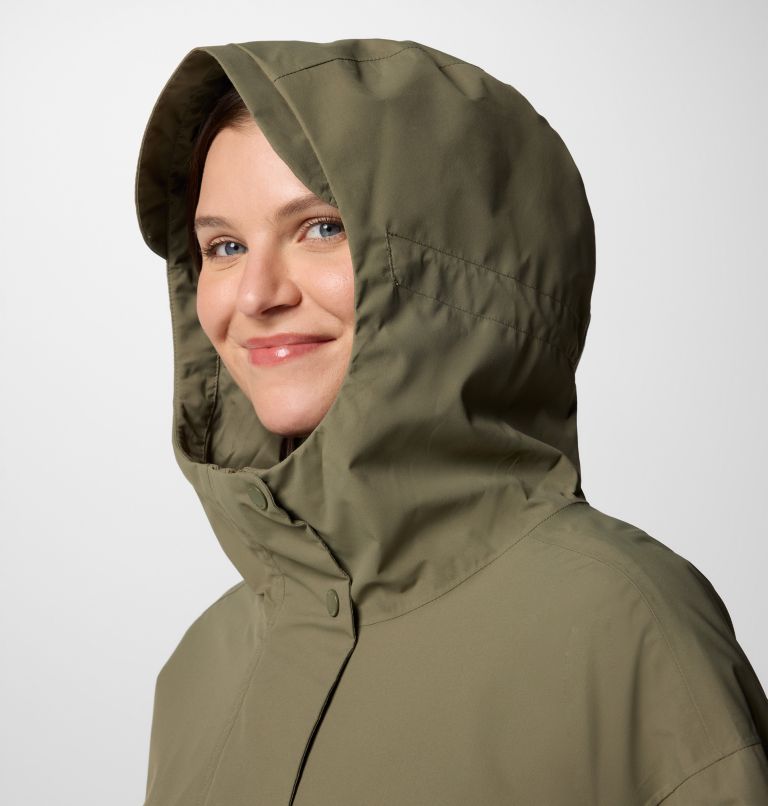 Women's Here And There III Waterproof Trench Jacket, Color: Stone Green, image 4