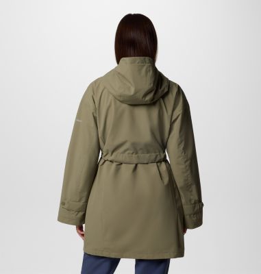 Women's Here And There III Waterproof Trench Jacket, Color: Stone Green, image 10