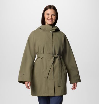 Women's Here And There III Waterproof Trench Jacket, Color: Stone Green, image 9