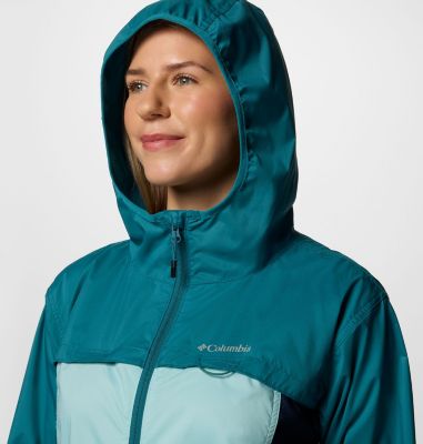 Women's Crested Canyon Hooded Windbreaker, Color: Spray, Collegiate Navy, River Blue, image 4