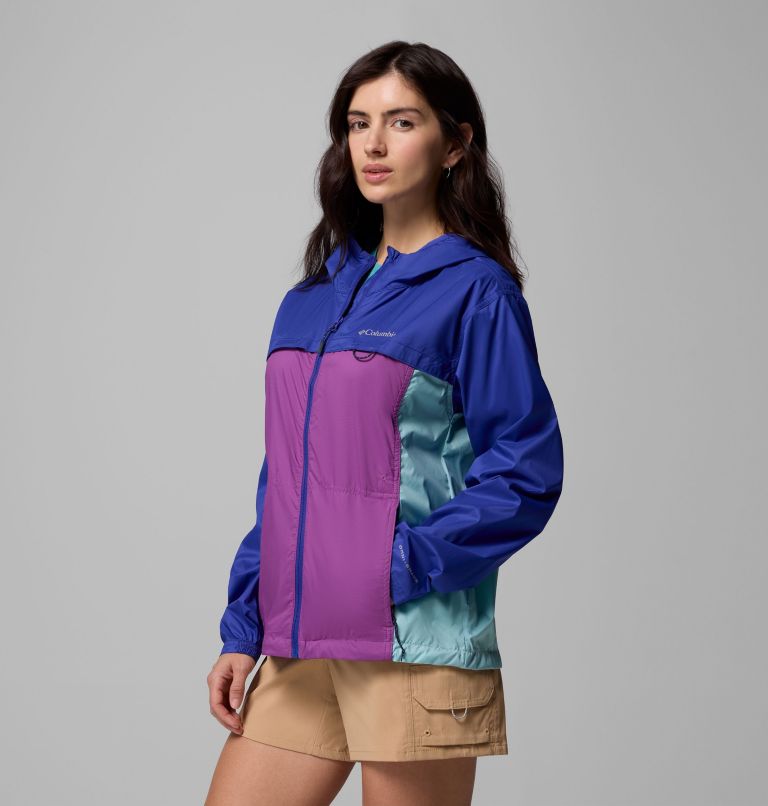 Women's Crested Canyon Windbreaker, Color: Razzle, Spray, Clematis Blue, image 4