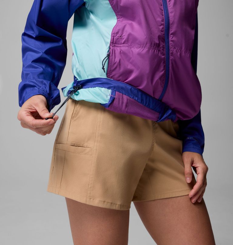 Women's Crested Canyon Windbreaker, Color: Razzle, Spray, Clematis Blue, image 5