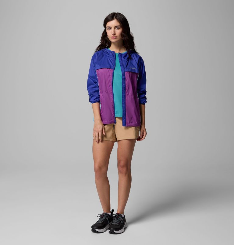 Women's Crested Canyon Windbreaker, Color: Razzle, Spray, Clematis Blue, image 9