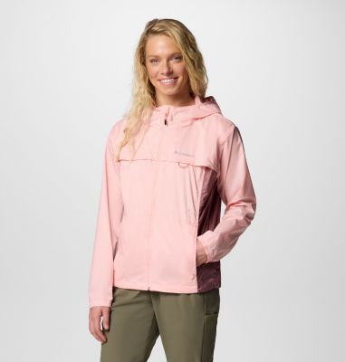 Women's Crested Canyon Hooded Windbreaker, Color: Pink Sand, Fig, image 3