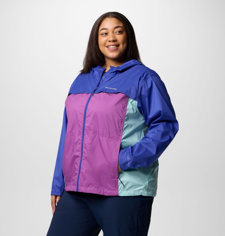 Women's Crested Canyon Windbreaker - Plus Size, Color: Razzle, Spray, Clematis Blue, image 3