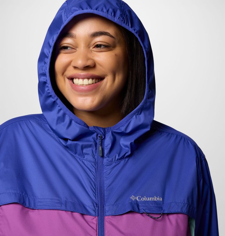 Women's Crested Canyon Windbreaker - Plus Size, Color: Razzle, Spray, Clematis Blue, image 4