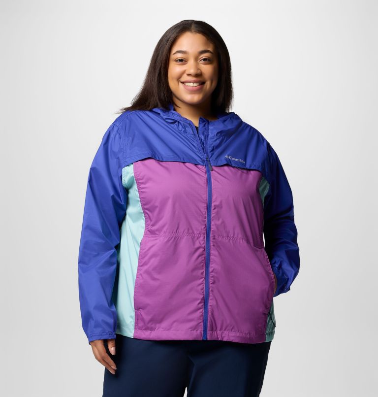 Women's Crested Canyon Windbreaker - Plus Size, Color: Razzle, Spray, Clematis Blue, image 1