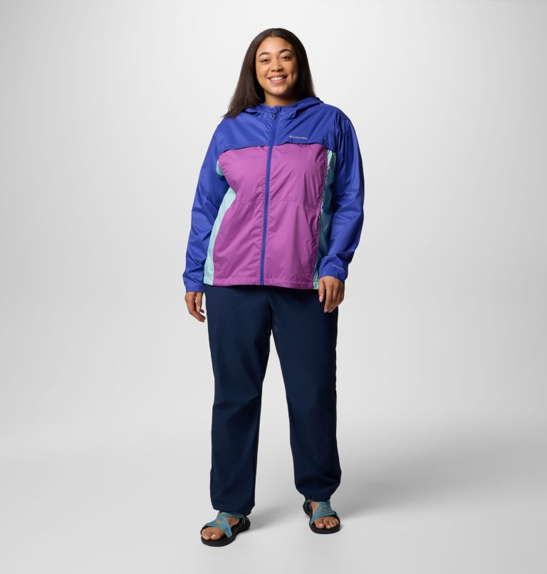 Women's Crested Canyon Windbreaker - Plus Size, Color: Razzle, Spray, Clematis Blue, image 8
