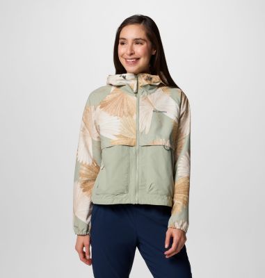 Cortavientos con capucha y estampado Spire Valley para mujer, Color: Safari Rays, Safari, image 1