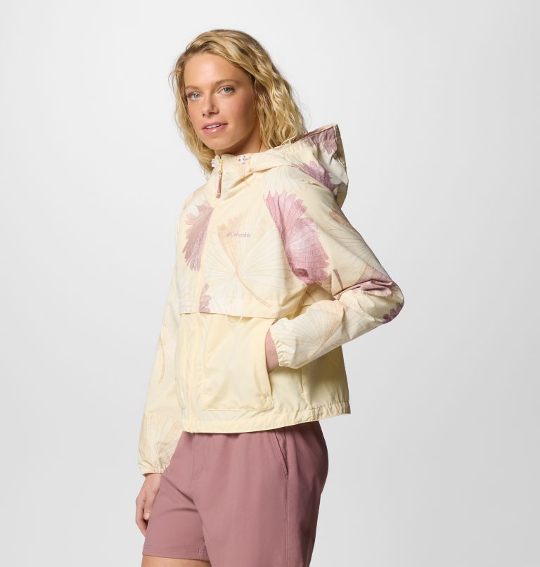 Women's Spire Valley Printed Windbreaker, Color: Lemon Wash Rays, Lemon Wash, image 3