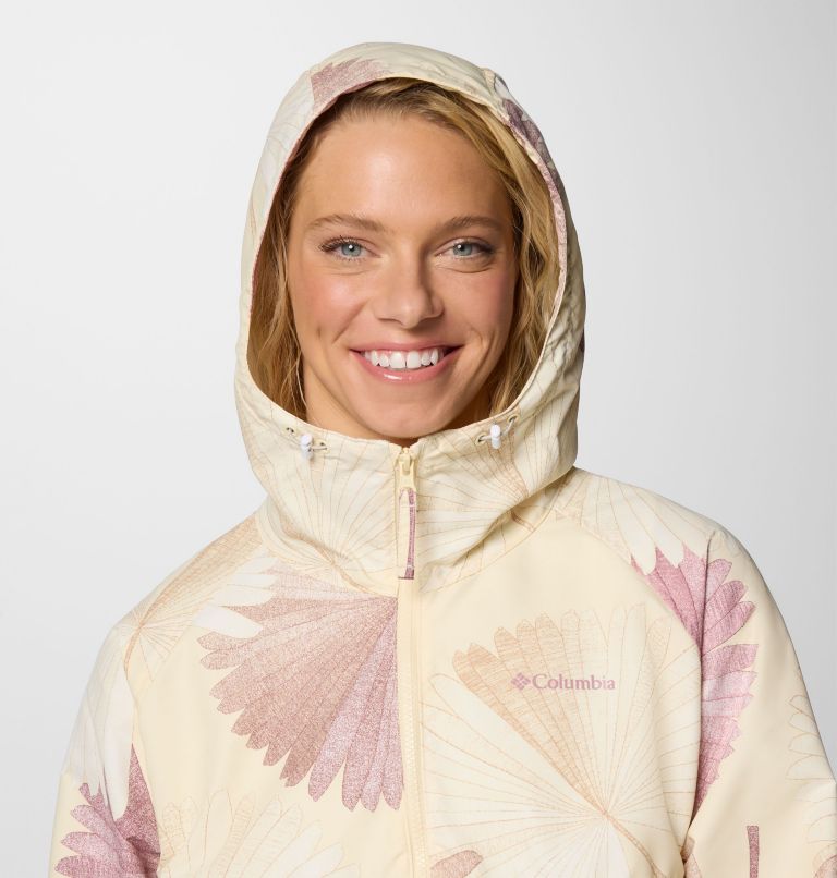 Women's Spire Valley Printed Windbreaker, Color: Lemon Wash Rays, Lemon Wash, image 4