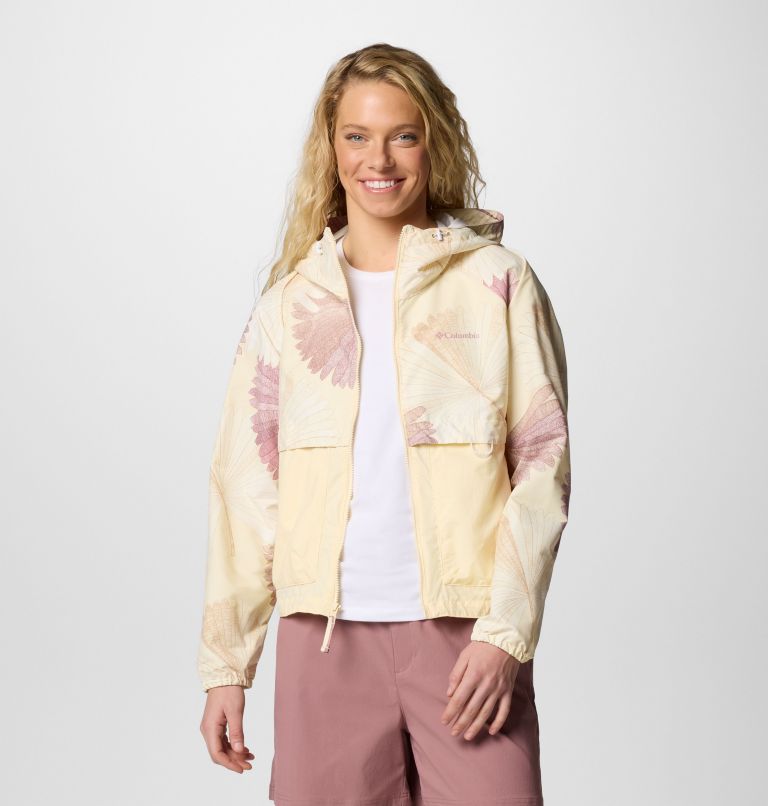 Women's Spire Valley Printed Windbreaker, Color: Lemon Wash Rays, Lemon Wash, image 6