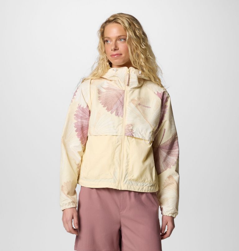 Women's Spire Valley Printed Windbreaker, Color: Lemon Wash Rays, Lemon Wash, image 1