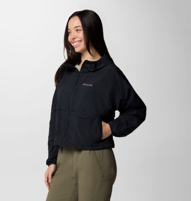 Women's Spire Valley Cropped Hooded Windbreaker, Color: Black, image 3