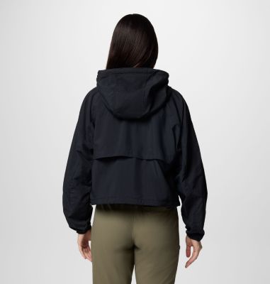 Women's Spire Valley Cropped Hooded Windbreaker, Color: Black, image 2