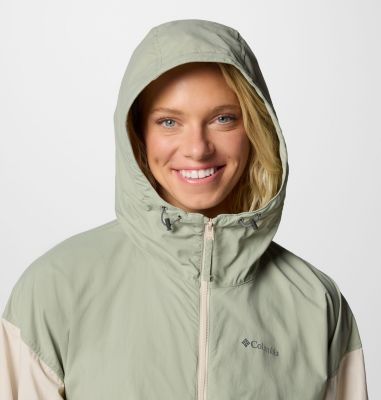 Women's Spire Valley Cropped Hooded Windbreaker, Color: Safari, Dark Stone, image 4