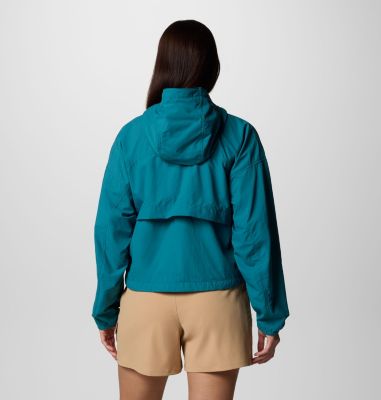 Women's Spire Valley Cropped Hooded Windbreaker, Color: River Blue, image 2
