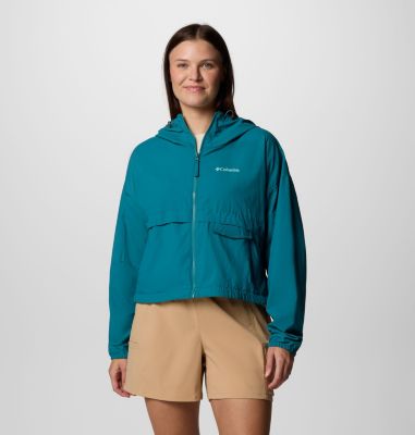 Spire Valley Cropped Windbreaker, Color: River Blue, image 1