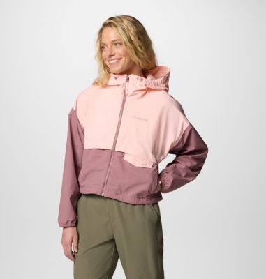 Spire Valley gecroppter Windbreaker mit Kapuze für Frauen, Color: Pink Sand, Fig, image 15