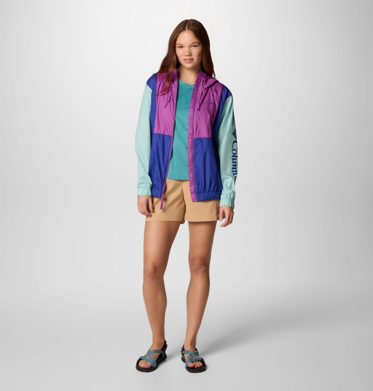 Women's Lily Basin II Jacket, Color: Razzle, Spray, Clematis Blue, image 5