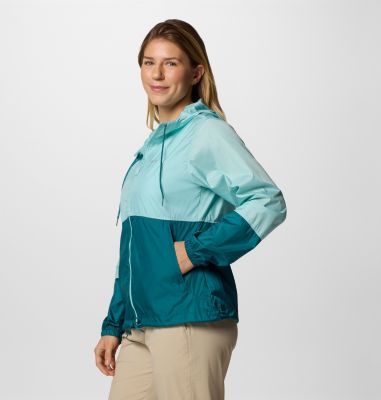 Women's Flash Forward II Hooded Windbreaker, Color: Spray, River Blue, image 3