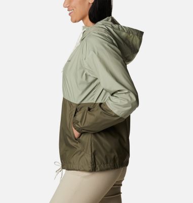 Women's Flash Forward II Hooded Windbreaker, Color: Safari, Stone Green, image 3