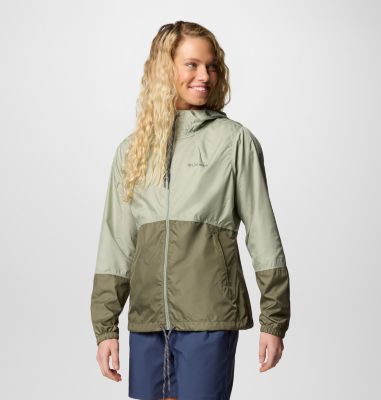 Women's Flash Forward II Hooded Windbreaker, Color: Safari, Stone Green, image 4