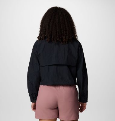 Women's Paracutie Cropped Cargo Windbreaker, Color: Black, image 2