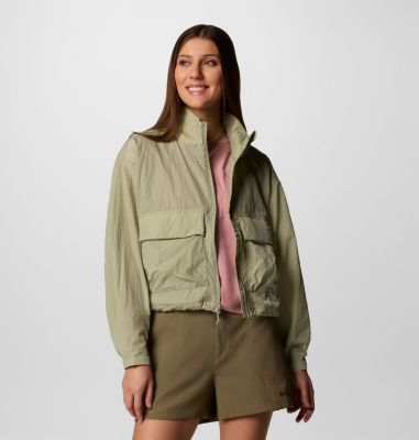 Women's Paracutie Cropped Cargo Windbreaker, Color: Safari, image 1