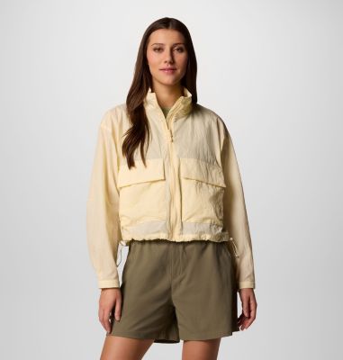 Women's Paracutie Cropped Cargo Windbreaker, Color: Lemon Wash, image 1