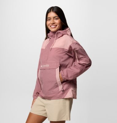 Women's Challenger II Windbreaker, Color: Fig, Eraser Pink, image 3